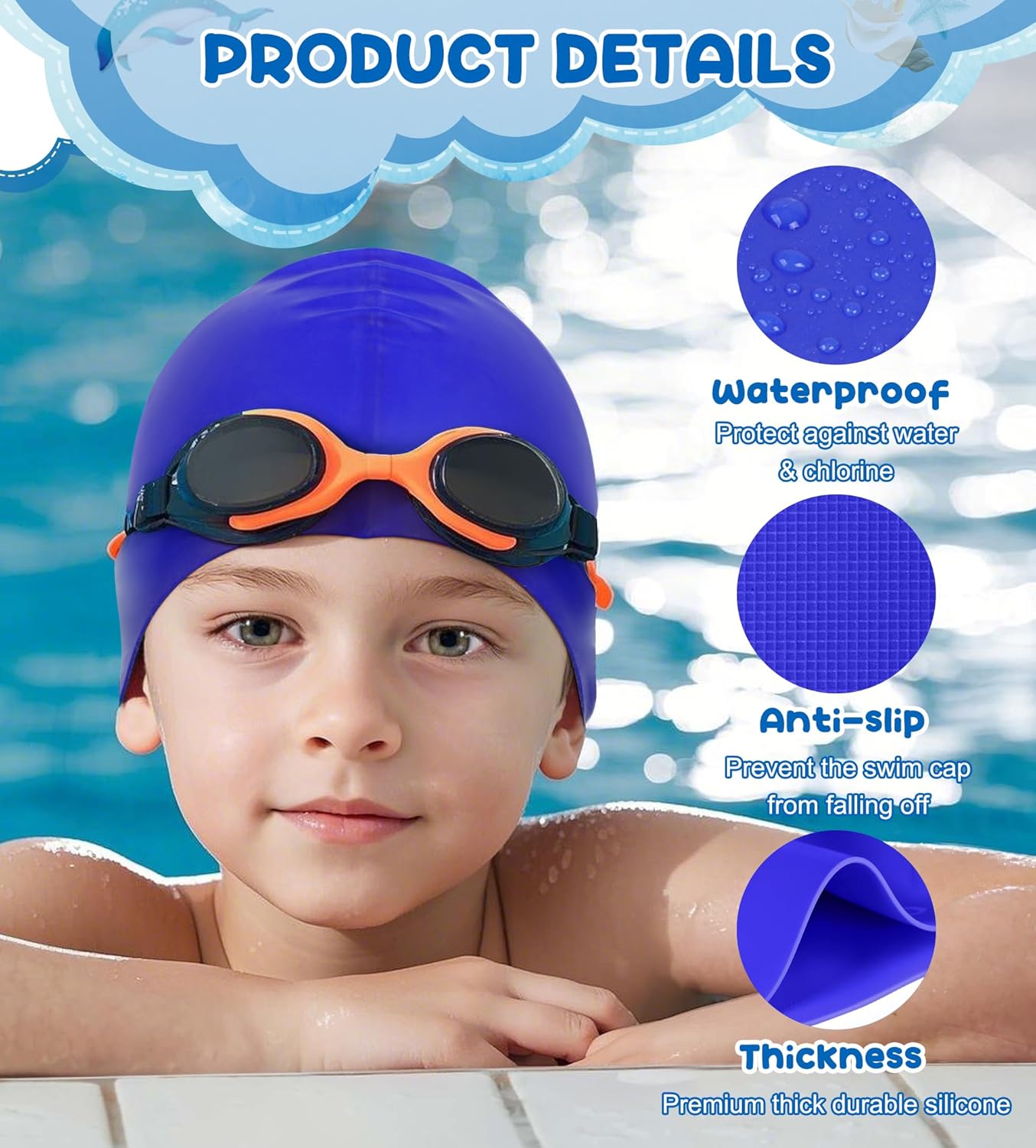 Aegend Kids Swim Cap Duo
