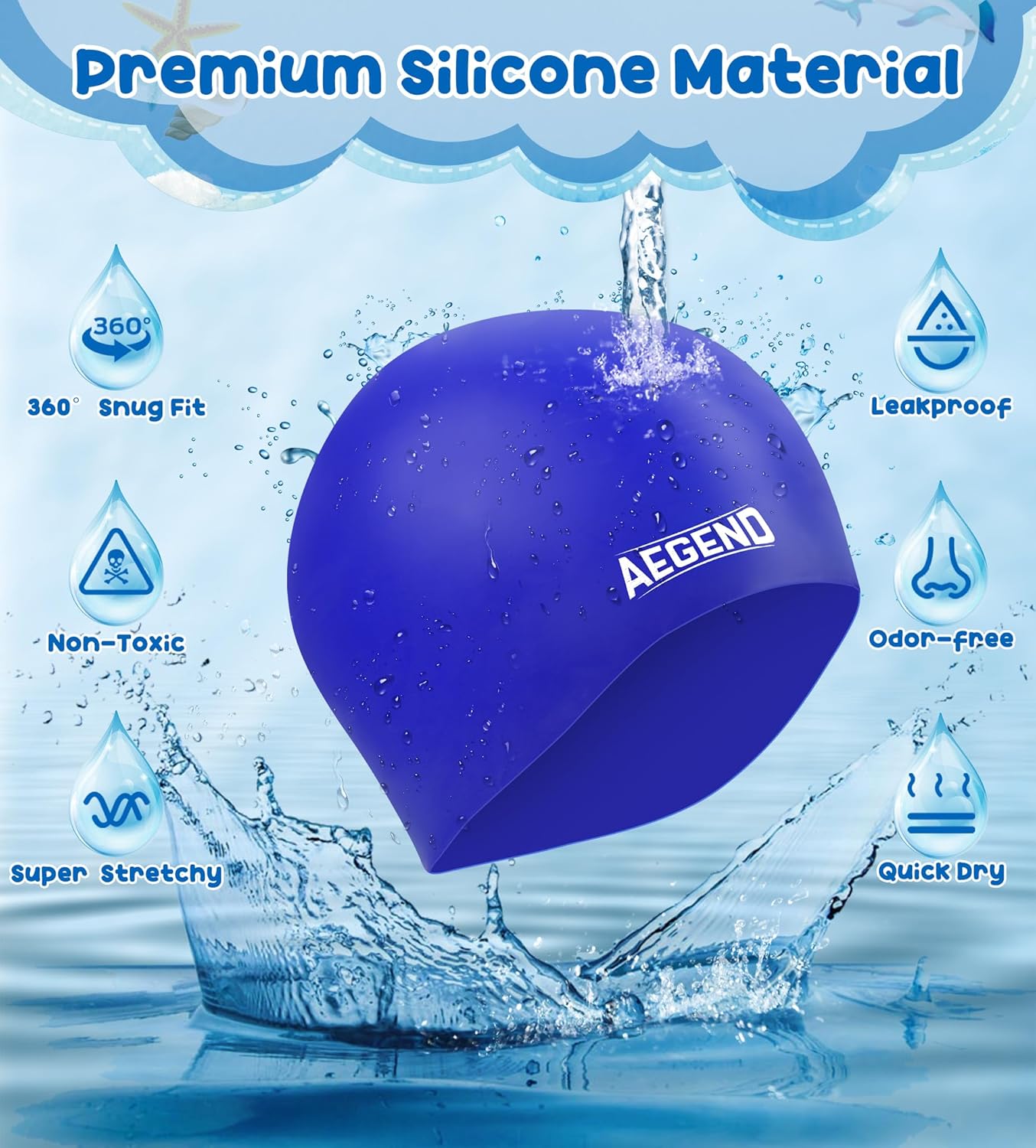 Aegend Kids Swim Cap Duo