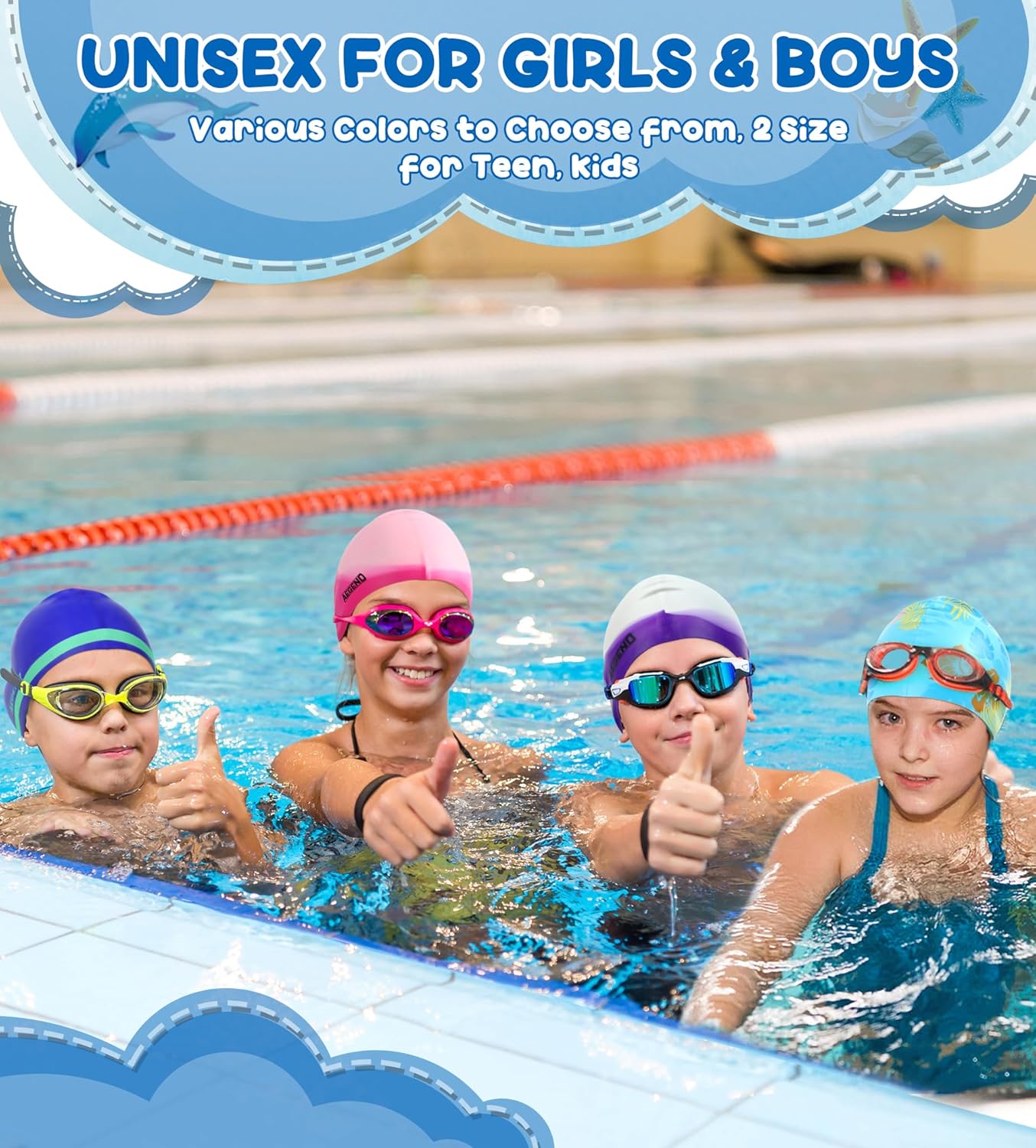 Aegend Kids Swim Cap Duo